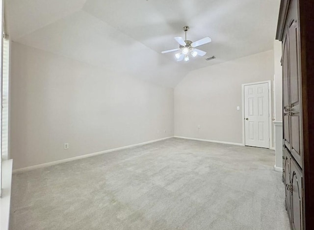 2807 Enchanted Landing Ct, Katy, TX 77494 - bonus room with vaulted ceiling, light carpet, ceiling fan, and baseboards