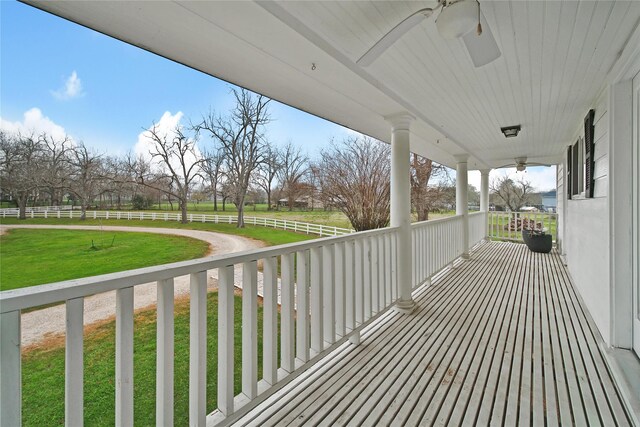 6803 Shady Ln, Richmond, TX 77406 - wooden porch featuring ceiling fan