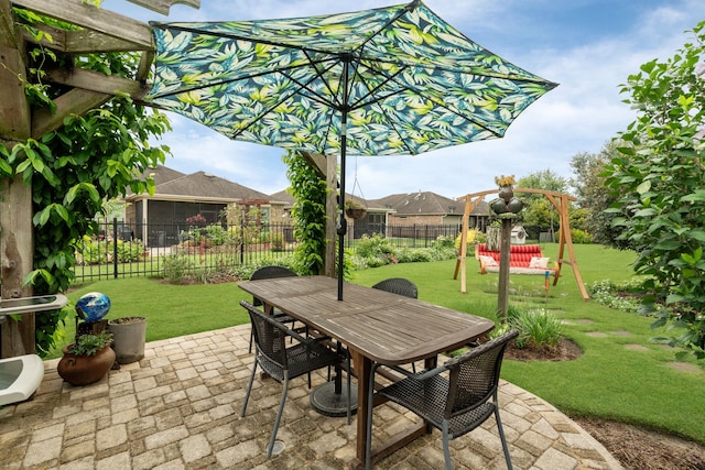 231 Ranch House Ln, Richmond, TX 77469 - view of patio / terrace featuring outdoor dining space and a pergola