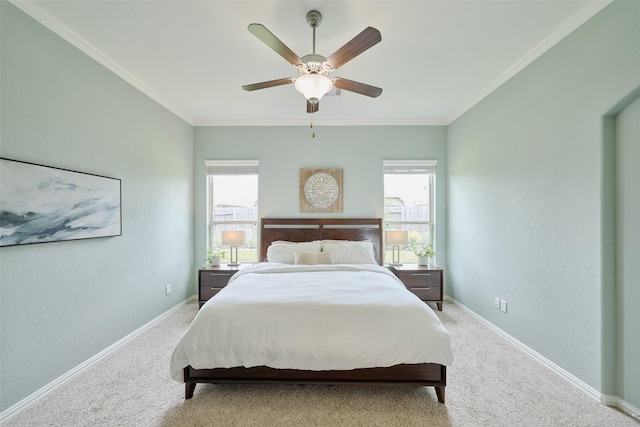 2947 Twin Cove Ct, Conroe, TX 77301 - carpeted bedroom with ornamental molding and a ceiling fan
