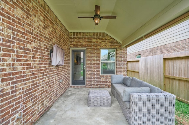2947 Twin Cove Ct, Conroe, TX 77301 - view of patio / terrace featuring ceiling fan and an outdoor hangout area