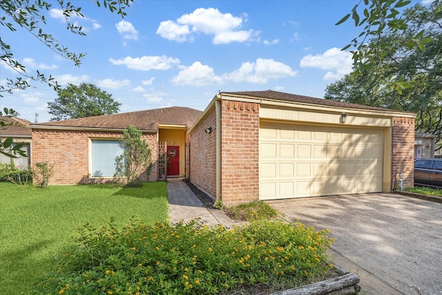 1939 Ash Meadow Dr, Houston, TX 77090 - ranch-style house with brick siding, driveway, a front lawn, and an attached garage