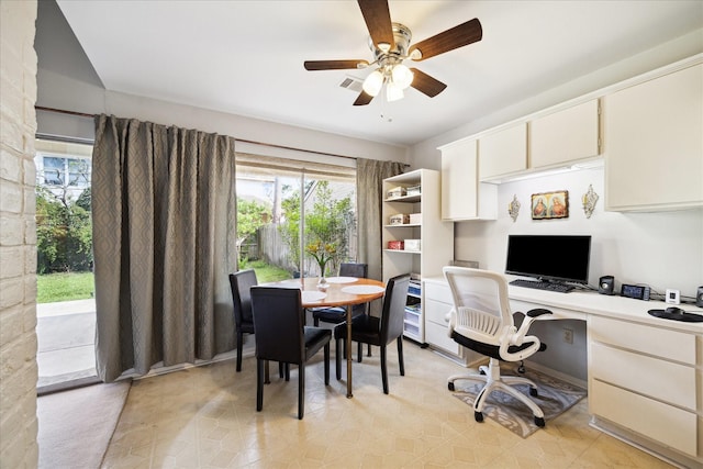 1939 Ash Meadow Dr, Houston, TX 77090 - office area with built in desk and ceiling fan