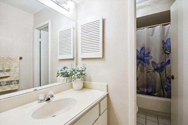 1939 Ash Meadow Dr, Houston, TX 77090 - bathroom featuring vanity, tile patterned flooring, and shower / tub combo
