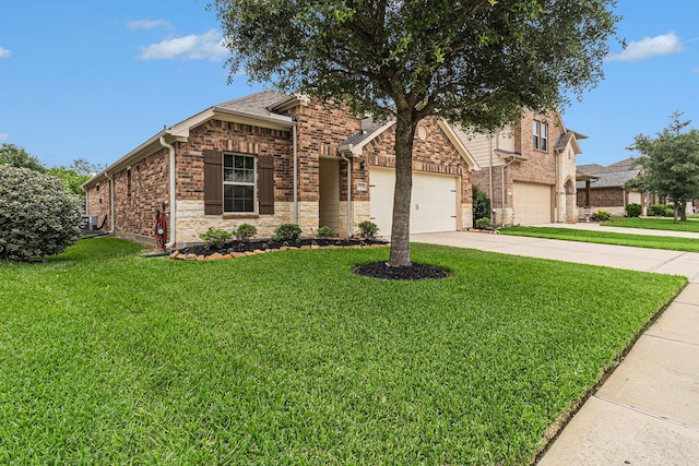 23722 Willow Haven Dr, Spring, TX 77389 - view of front of property featuring driveway, a front lawn, and brick siding