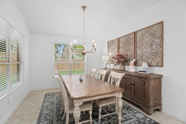 27121 Holtwood Grove Rd, Magnolia, TX 77354 - dining space featuring lofted ceiling, baseboards, and a chandelier