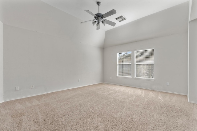 3106 Five Oaks Dr, Missouri City, TX 77459 - spare room featuring light carpet, a ceiling fan, and lofted ceiling