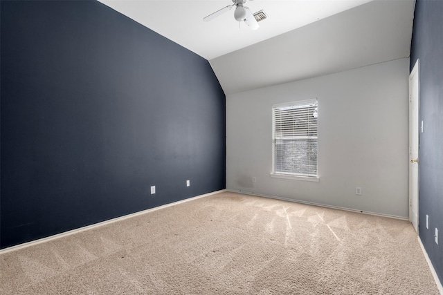 3106 Five Oaks Dr, Missouri City, TX 77459 - carpeted empty room with ceiling fan and vaulted ceiling