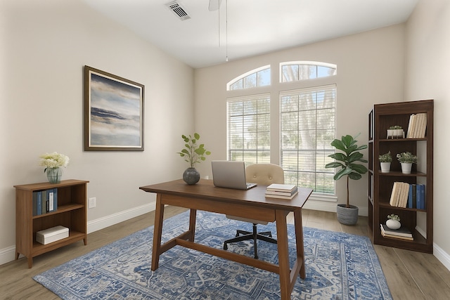 3106 Five Oaks Dr, Missouri City, TX 77459 - office with baseboards and wood finished floors