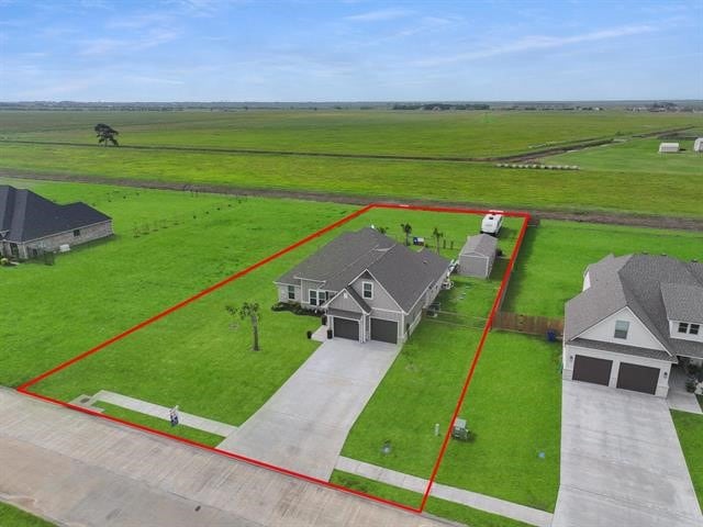 14845 Norma Jane Ln, Beaumont, TX 77713 - overview of rural landscape featuring a pastoral area and property parcel outlined