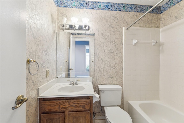2719 Williams Grant St, Sugar Land, TX 77479 - full bath with toilet, vanity,  shower combination, and a chandelier