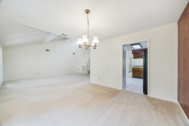 2719 Williams Grant St, Sugar Land, TX 77479 - unfurnished room with a chandelier, light colored carpet, and baseboards