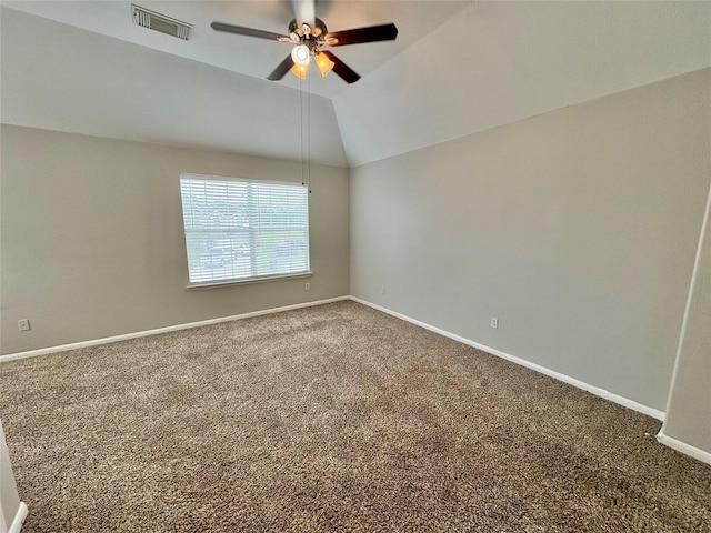 2662 Kiplands Way Dr, Houston, TX 77014 - carpeted spare room with a ceiling fan, baseboards, and vaulted ceiling