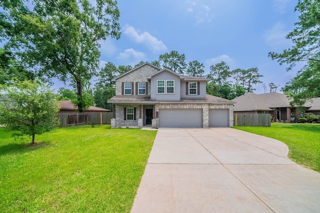16659 Bluefin St, Crosby, TX 77532 - view of front of home featuring concrete driveway, a garage, covered porch, and brick siding