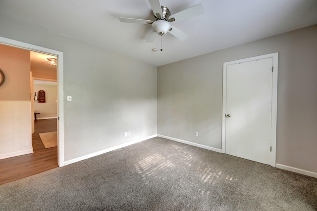 507 Sandra Dr, Brenham, TX 77833 - unfurnished room with a ceiling fan, carpet flooring, and baseboards