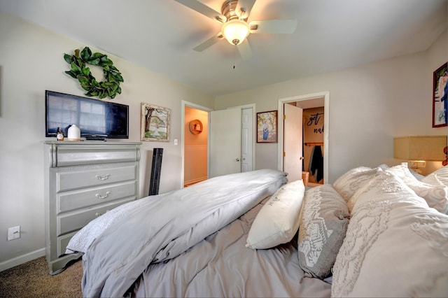 507 Sandra Dr, Brenham, TX 77833 - carpeted bedroom featuring baseboards and a ceiling fan