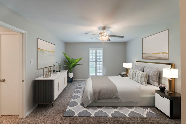 5206 Graystone Ln, Houston, TX 77069 - bedroom featuring carpet floors, baseboards, and a ceiling fan
