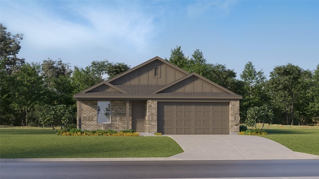 277 Douglas Hills Dr, Magnolia, TX 77354 - craftsman inspired home featuring board and batten siding, an attached garage, a front lawn, and brick siding