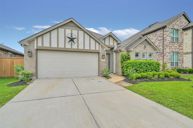 12307 Sabine Point Dr, Humble, TX 77346 - view of front of house with an attached garage, concrete driveway, board and batten siding, and brick siding