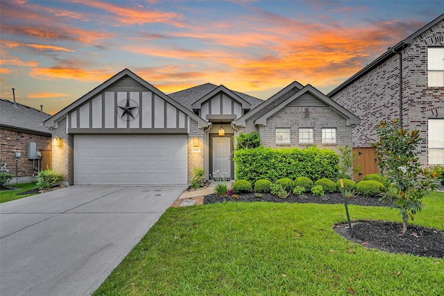 12307 Sabine Point Dr, Humble, TX 77346 - view of front of property with an attached garage, a front lawn, driveway, roof with shingles, and brick siding