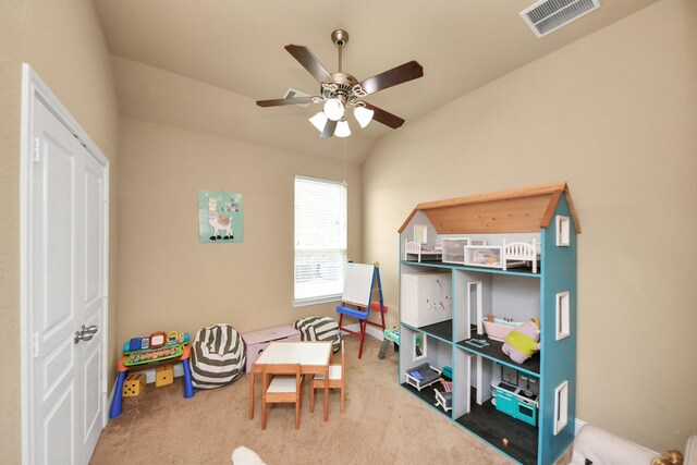 22714 Wilbur Ln, Tomball, TX 77375 - game room with a ceiling fan and carpet floors