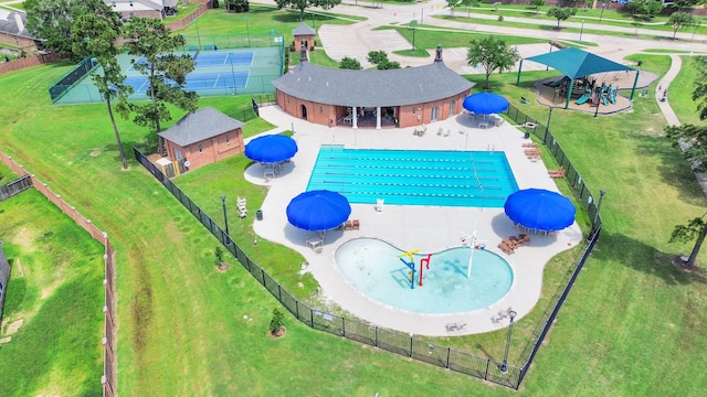 22714 Wilbur Ln, Tomball, TX 77375 - bird's eye view of a pool