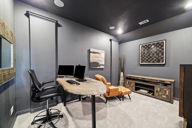 1120 Wakefield Dr, Houston, TX 77018 - carpeted home office featuring a textured wall
