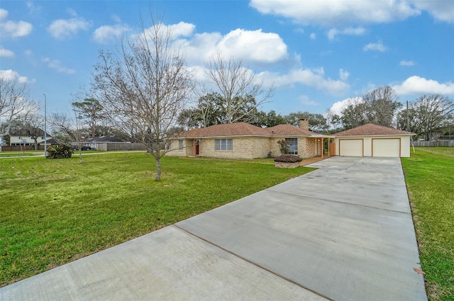 4418 W Pasadena Blvd, Deer Park, TX 77536 - single story home with a chimney, driveway, and a front lawn
