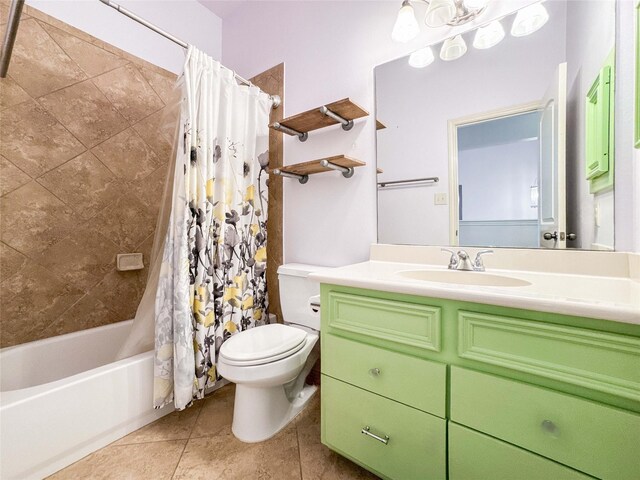 6081 Trent Ct, League City, TX 77573 - bathroom with toilet, tile patterned flooring, vanity, and shower / tub combo