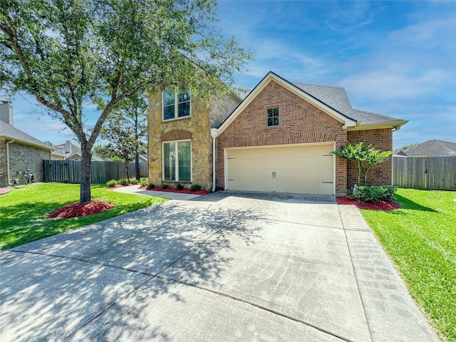 6081 Trent Ct, League City, TX 77573 - traditional home with driveway, an attached garage, and brick siding
