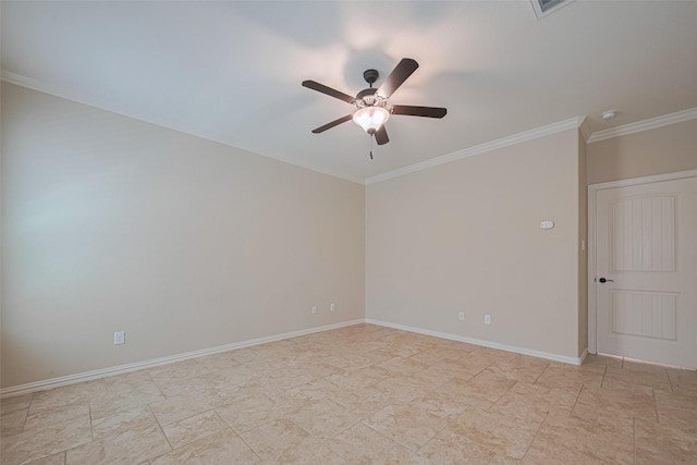 20619 Cactus Lake Ln, Richmond, TX 77407 - unfurnished room with a ceiling fan, crown molding, baseboards, and a smoke detector