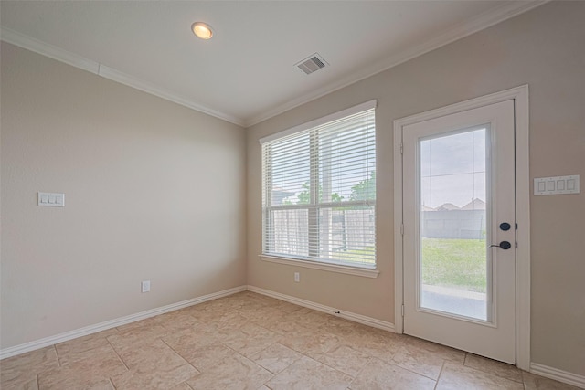 20619 Cactus Lake Ln, Richmond, TX 77407 - doorway to outside featuring ornamental molding and baseboards