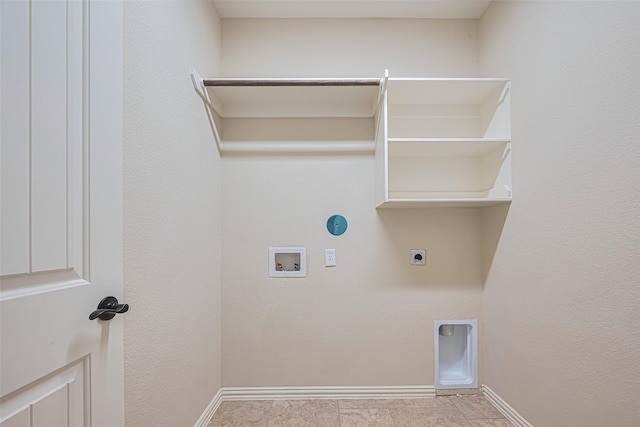 20619 Cactus Lake Ln, Richmond, TX 77407 - laundry room with electric dryer hookup, washer hookup, and baseboards