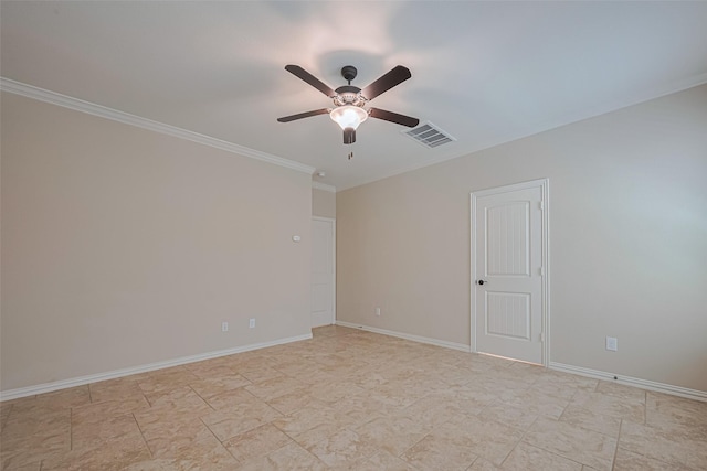 20619 Cactus Lake Ln, Richmond, TX 77407 - unfurnished room with a ceiling fan, crown molding, and baseboards