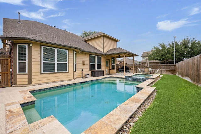 9982 Manor Spring Ln, Brookshire, TX 77423 - view of pool featuring a patio, ceiling fan, and a pool with connected hot tub