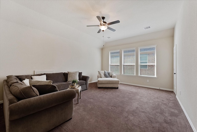 515 Arbor Point Ct, Pinehurst, TX 77362 - carpeted living room featuring ceiling fan and baseboards