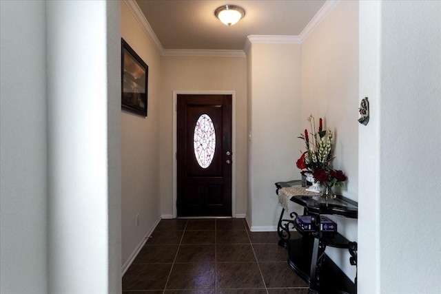 3418 Quarry Place Ln, Katy, TX 77493 - entryway featuring crown molding and dark tile patterned floors