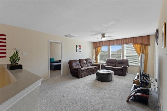 3418 Quarry Place Ln, Katy, TX 77493 - carpeted living area featuring a ceiling fan