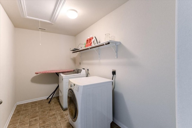 3418 Quarry Place Ln, Katy, TX 77493 - washroom with attic access and washing machine and clothes dryer