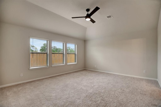 418 Kendall Crest Dr, Alvin, TX 77511 - unfurnished room featuring carpet, ceiling fan, baseboards, and lofted ceiling