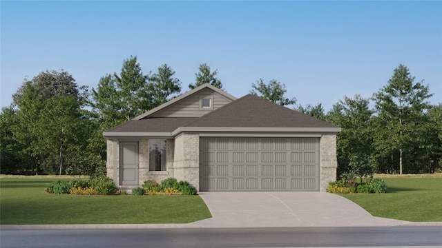 10823 Red Orchid Dr, Houston, TX 77016 - ranch-style house featuring an attached garage, brick siding, concrete driveway, and a front yard