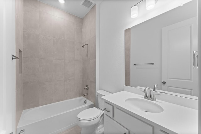 26915 Longwood Ledge Dr, Spring, TX 77389 - full bathroom featuring vanity, toilet, and shower / washtub combination
