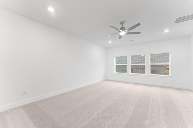 26915 Longwood Ledge Dr, Spring, TX 77389 - unfurnished room with ceiling fan, recessed lighting, baseboards, and light carpet