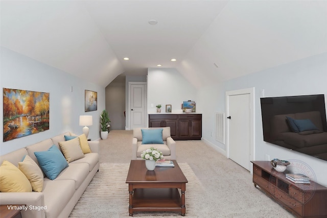 904 W 20th St Unit C, Houston, TX 77008 - living area with lofted ceiling, light colored carpet, and recessed lighting