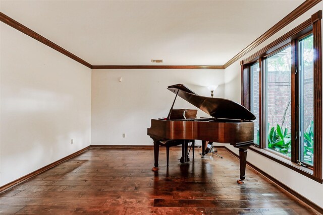 6225 Morton Rd, Katy, TX 77493 - living area featuring ornamental molding, hardwood / wood-style floors, and baseboards