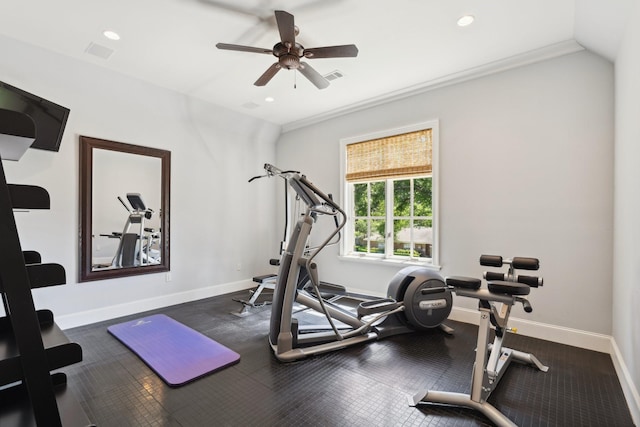 5626 Willers Way, Houston, TX 77056 - exercise area with ceiling fan, recessed lighting, and baseboards