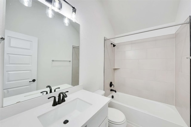 27430 Aster Green Dr, Katy, TX 77493 - bathroom featuring toilet, vanity, and bathtub / shower combination