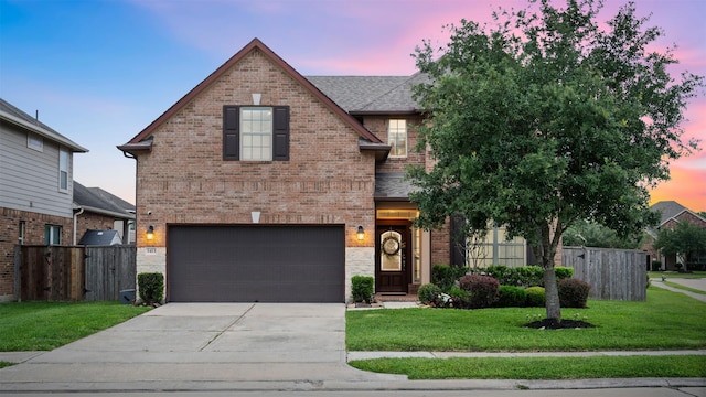 3413 Waverly Springs Ln, Pearland, TX 77581 - view of front of house with brick siding, a garage, concrete driveway, and roof with shingles