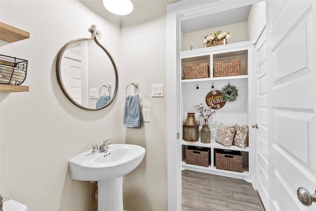 614 Seabreeze Dr, Kemah, TX 77565 - bathroom with wood finished floors