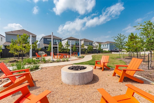 614 Seabreeze Dr, Kemah, TX 77565 - view of patio featuring an outdoor fire pit and a residential view